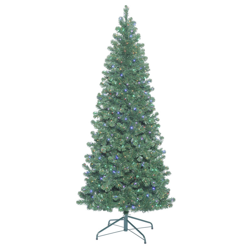 Oregon Green Fir Artificial Christmas Tree with Stand, 9.5' H, Multi-colored LED