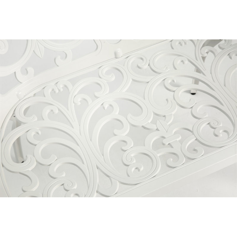 Mobilier d'extérieur en fonte d'aluminium avec banc floral, Blanc