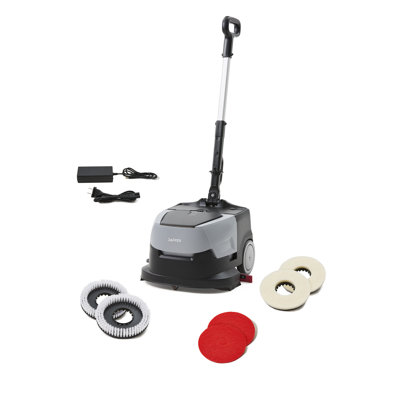 Mini autolaveuse autoportante à piles à batterie - compacte et portable, largeur de nettoyage de 15 po, autonomie de 90 minutes, 170 tr / min - idéale pour les petits espaces commerciaux, les bureaux, la vente au détail et plus encore