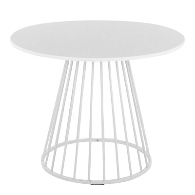 Table de salle à manger contemporaine en métal blanc et panneau de fibres à densité moyenne blanc