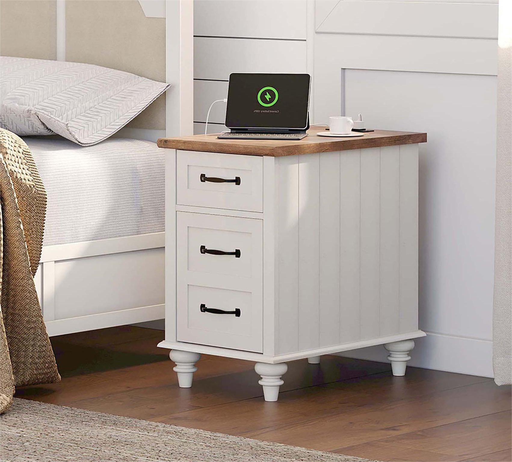 Alcott Hill® Farmhouse End Table With Charging Station | Wayfair