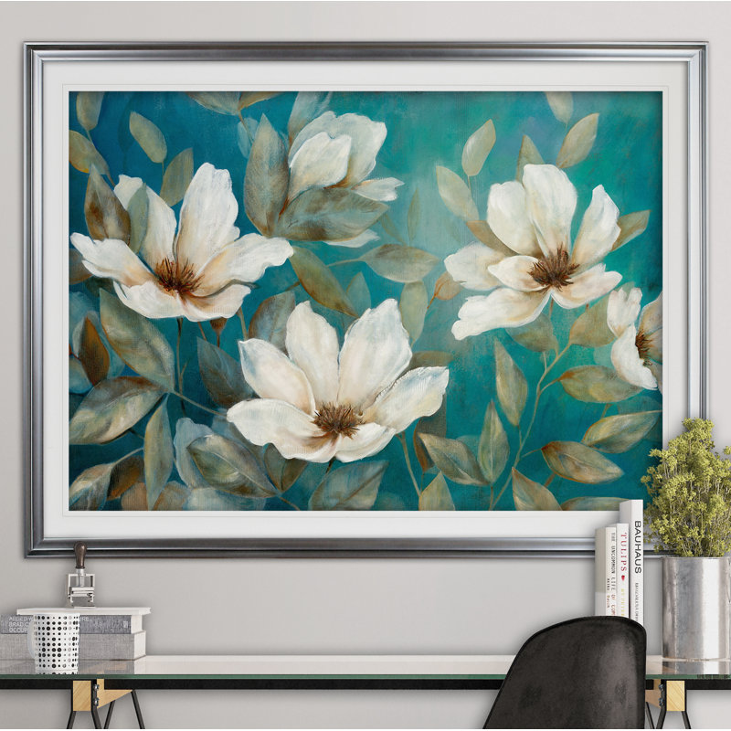 « shade of blue », reproduction de peinture à l’acrylique encadrée, Argent, H 30 po x l 40 po x P 1,5 po