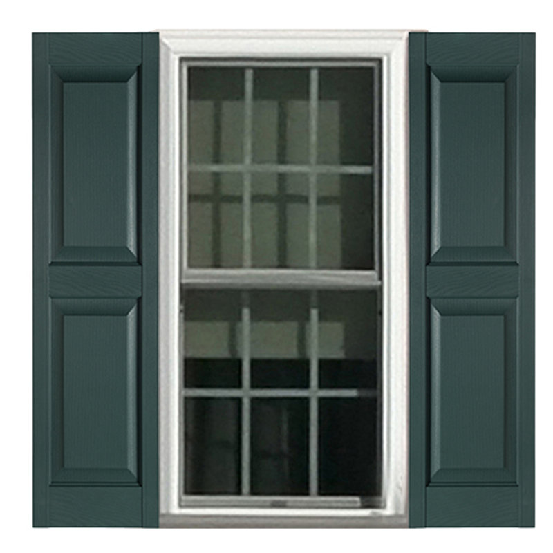 Heritage Green Polypropylene Raised Panel Exterior Shutters, 15'' x 55''