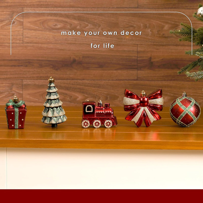 82pcs Christmas Balls Ornaments Set, Delightful Classic Gift Set, Shatterproof Plastic Decor For Xmas Tree Holiday Wedding Party Decorations With Hanging Strings, Gold, Red And Green