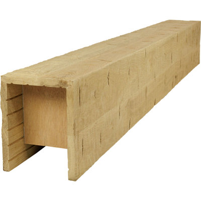 AmeriCraft Wood Hand Hewn Beam, 3-Sided (U-Beam), 7 1/2"W X 3 1/2"H x 192"L, Stain Grade White Oak