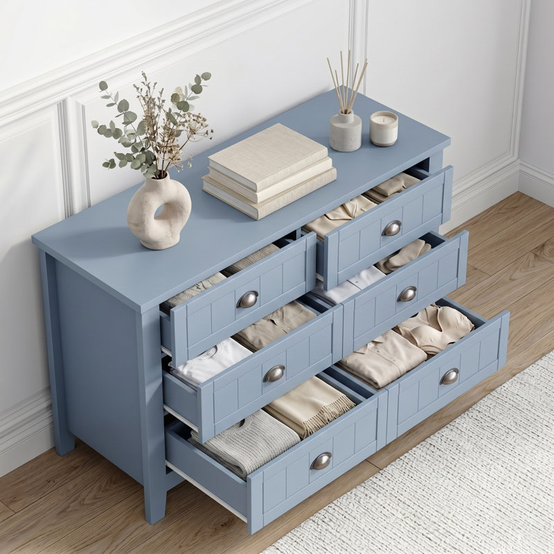 Commode 6 tiroirs Haven, Bleu