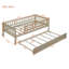 Lit de jour simple en bois avec lit gigogne, barrière de sécurité pour un sommeil sécuritaire et peu encombrant, naturel