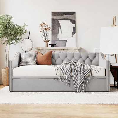 Upholstered Daybed With Pop Up Trundle by Red Barrel Studio