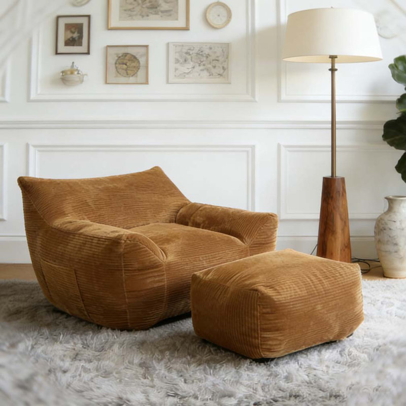 Bean Bag Chair, Oversized Comfy Beanbag, Brown
