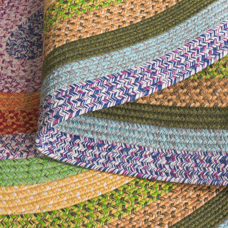 Braided Hand Woven Performance Machine Washable Geometric Indoor/Outdoor Area Rug, Oval 5' x 8'