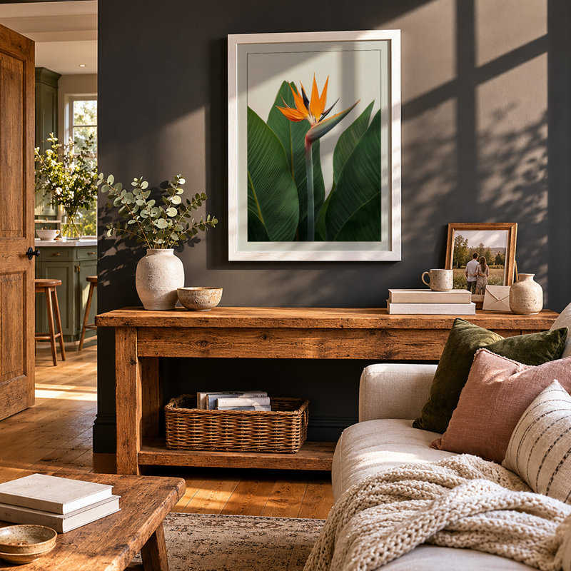 Bird Of Paradise Bloom Botanical - Print, A1 - 84.1 x 59.4 cm, White