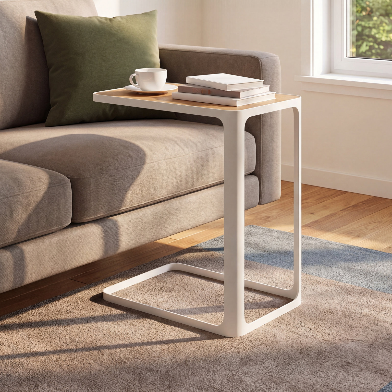 9" Walnut End Table, White