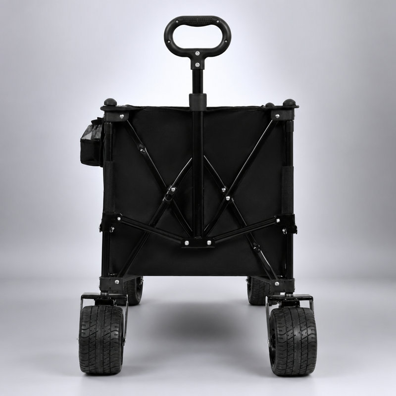 Wagon pliable avec hayon rallongé, rallonge extra longue pour le transport robuste, grandes roues tout-terrain, noir-gris