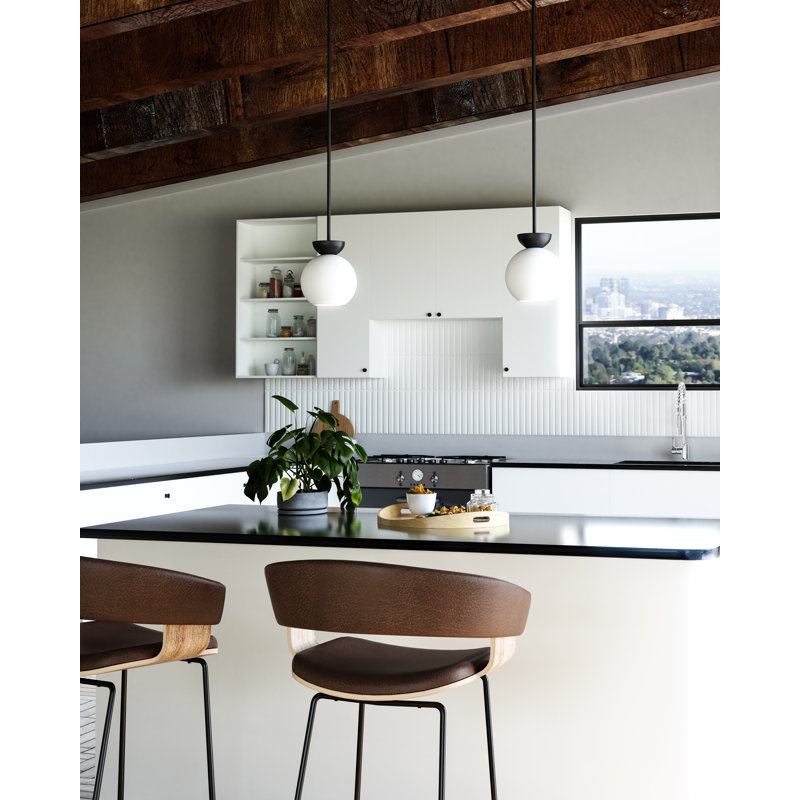 Arcadia 1 - Light Single Pendant, Black/Opal Glass