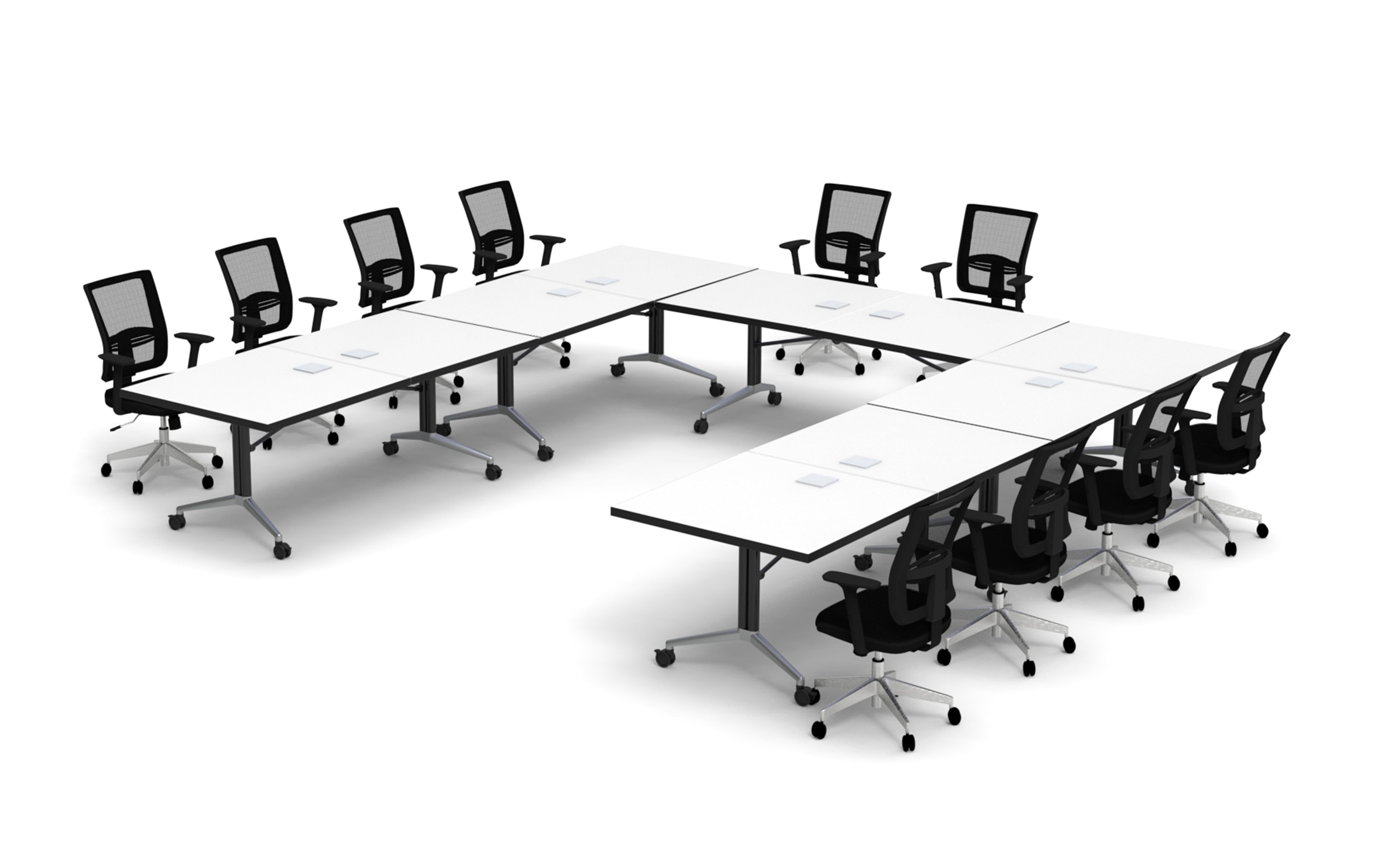 The Office Leader. Set of 4, 42 Fixed Training Table on 4 Legs with Modesty  Panel