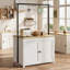 Îlot de cuisine avec rangement 42 po - Chariot de cuisine robuste, îlot de cuisine mobile avec tablettes à 2 niveaux et 5 crochets, comptoir en bois massif pour petits espaces-51716346