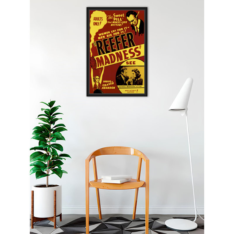  Officiellement sous licence Reefer Madness, affiche d'art encadrée - 24 po x 36 po - Cadre en bois d'ingénierie robuste avec verre plexi - prêt à être accroché
