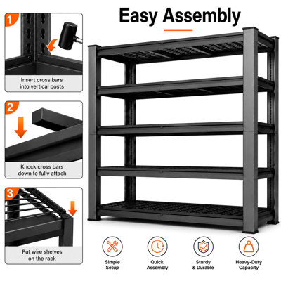27 Gallon Tote Storage Rack, Heavy-Duty Storage Bin Rack Organizer, 5-Tier Standing Storage Bin Shelves,  Maximize Space for Garage, Warehouse, Utility(Totes Not Included)