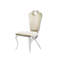 Ensemble de 2 chaises de salle à manger en velours crème avec structure en métal argenté