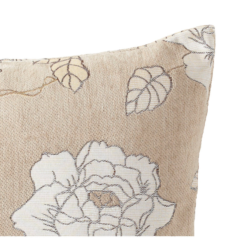 Piedmt Floral Square Throw Cushion, Beige/Cream, 55 cm H x 55 cm W x 15 cm D