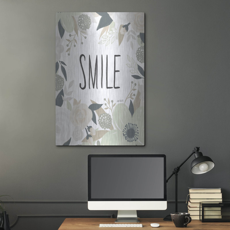 «Happy certaines pensées 3 neutres» par Anne Tavoletti, art mural en métal, H 36 po x l 24 po