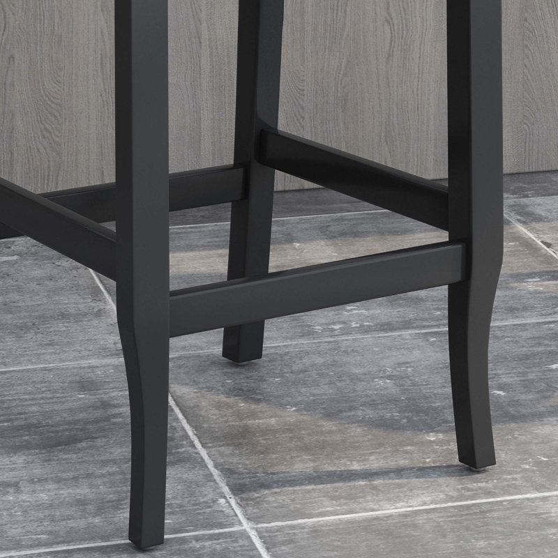 Contemporary Fabric Tufted Wingback,Counter Stools,Set of 2, Charcoal, Bar Stool (31" Seat Height)