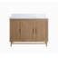 Meuble-lavabo de salle de bain autoportant 48 po entièrement assemblé avec plateau en bois massif et plateau blanc entièrement assemblé