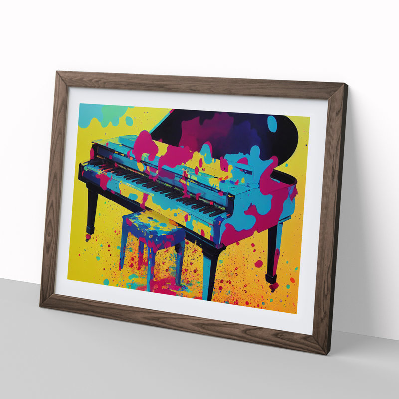 Splashed Piano Abstract - Framed Print, Walnut, 25cm H x 34cm W x 2cm D