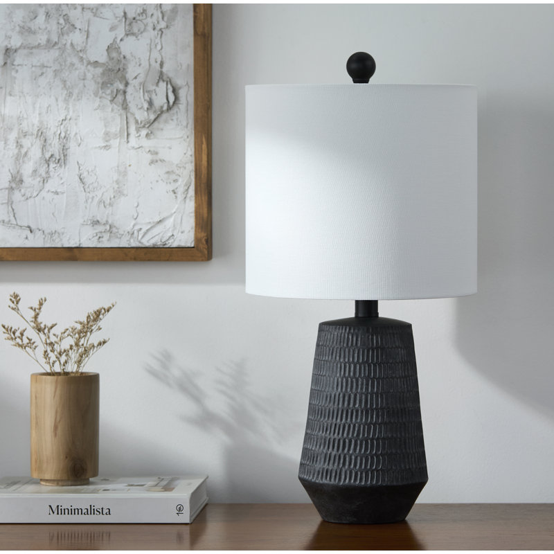 Ashyra Resin Table Lamp, Matte Black, White