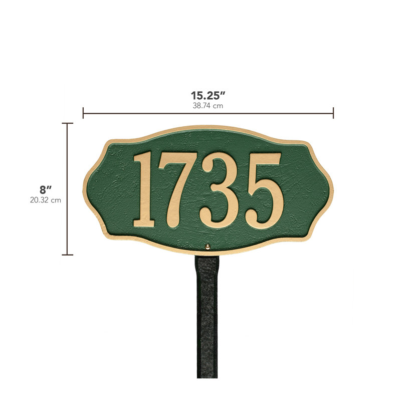Hampshire 1-Line Lawn Address Sign, Green/Gold, Yes