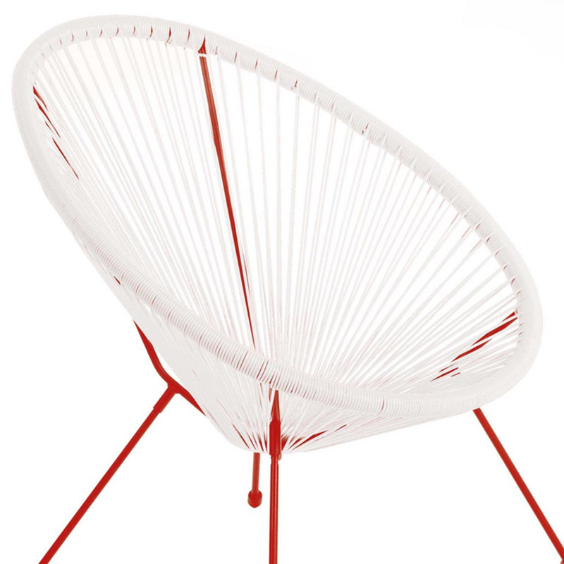 Hallwood Wicker Outdoor Lounge Chair, White/Paprika