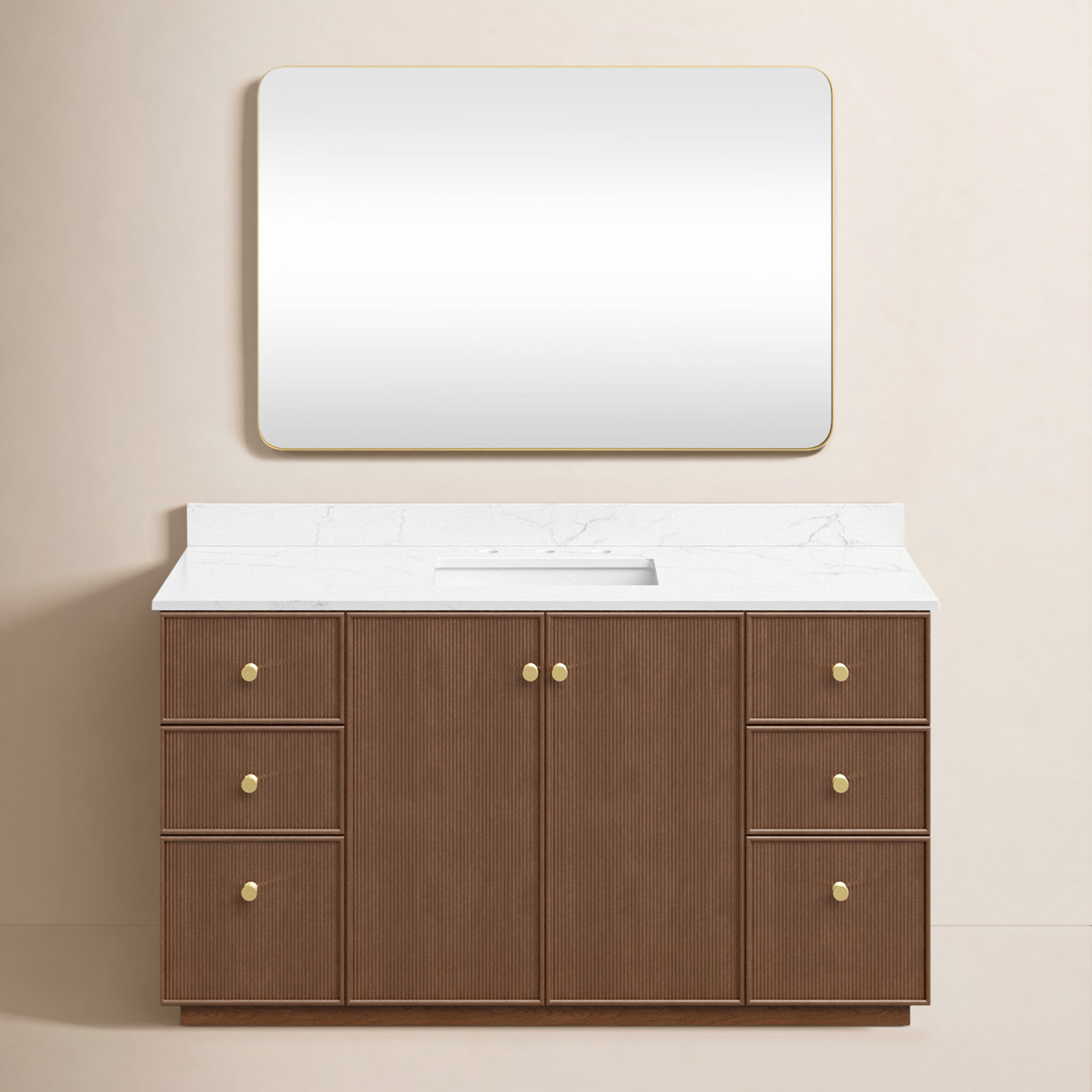 Amella 60'' Single Bathroom Vanity, Dark Brown