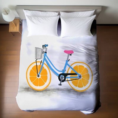 Housse de couette orange à vélo | Décoration de chambre Hobbys