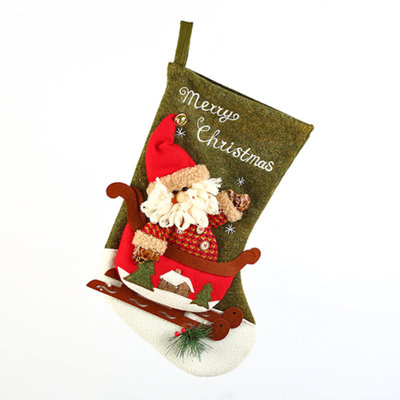 Lot de 2 bas de Noël brodés, bas de Noël écossais en jute de grande taille