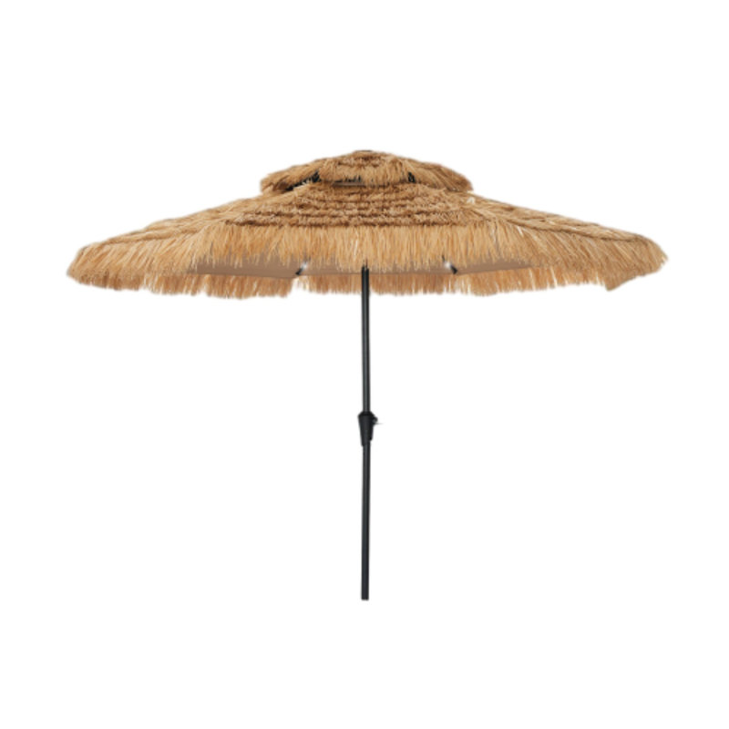 Parasol en chaume de style hawaïen avec éclairage Carachure, H 101,18 po x l 116,93 po x P 116,93 po