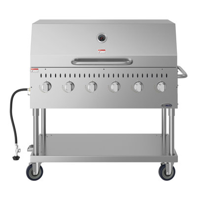 48 in. Commercial Outdoor Propane Gas Grill with Roll Dome Cover, ETL Listed in Stainless-Steel (CGKIT4-48D)
