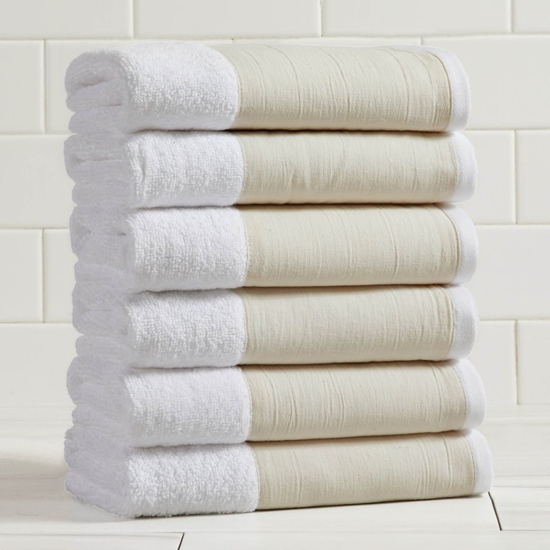 Ensemble de serviettes de bain 100% coton, Essuie-mains - paquet de 6, Blanc