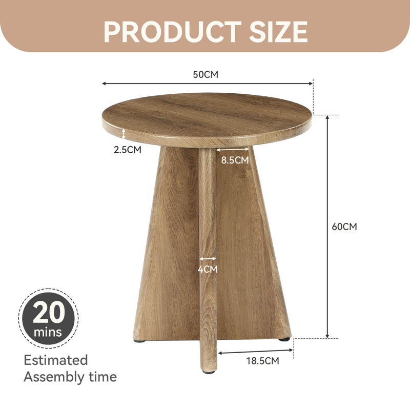 Table de chevet ronde de 50 cm (19,7 po), ensemble de 2, Lot
