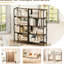 Grande bibliothèque à 5 niveaux, style industriel rétro, structure en métal, brun rustique-115740893-115740895