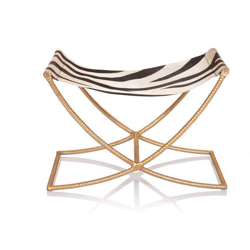 Banc en cuir Banda, Feuille d'or