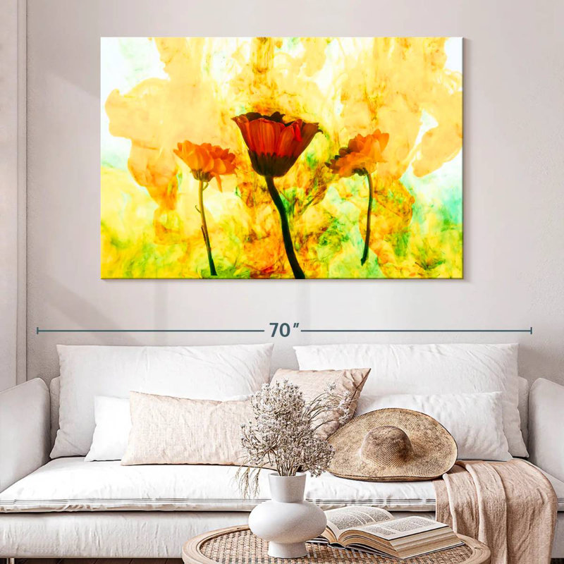 Glacis floral Avery abstrait, H 34 po x l 51 po