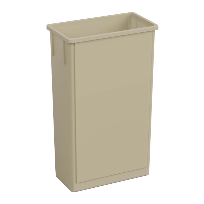 Poubelle rectangulaire en plastique 23 "avec conduit d'aération, Beige