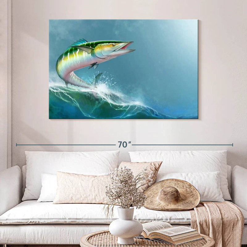 Brampt Wave Riding Wahoo Fish, 32" H x 48" W