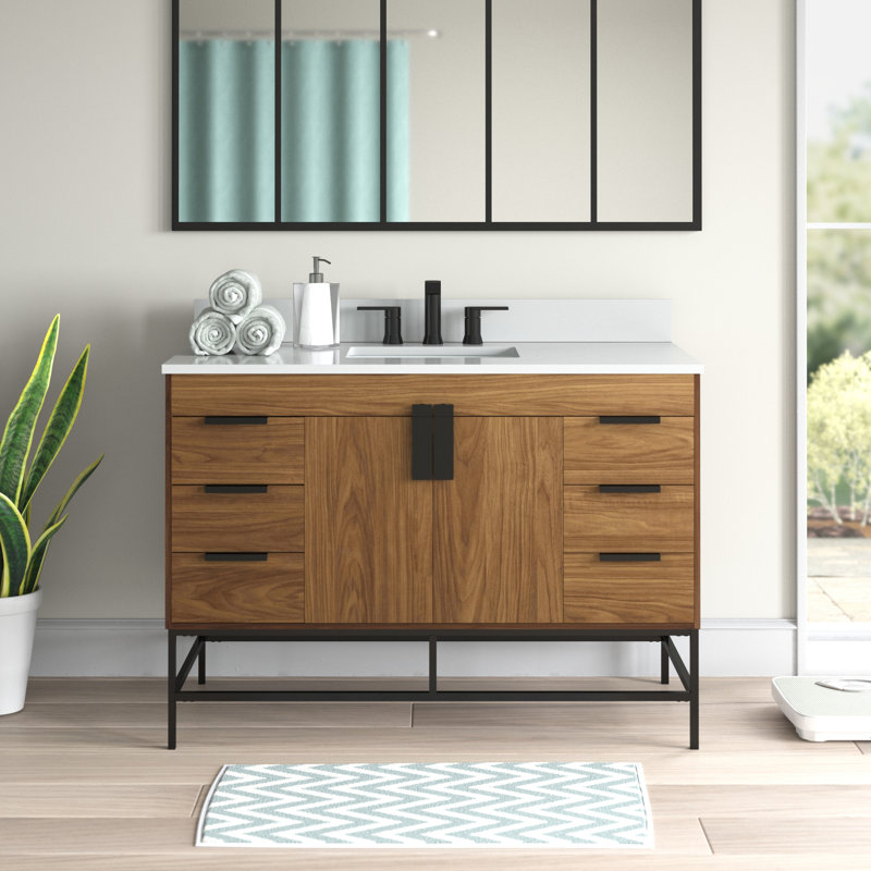 Ensemble de meuble-lavabo simple 48 po Eugene, Bois de manguier