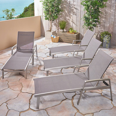 Yasmina Outdoor Metal Chaise Lounge Set