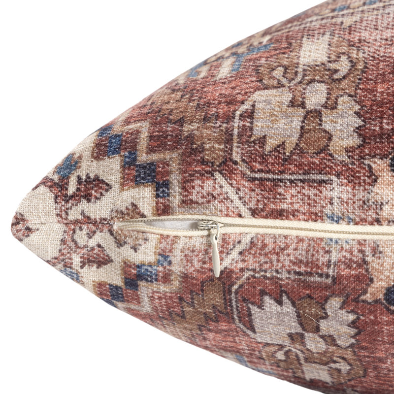 Housse de coussin en polyester Rust Bohemian Medallion, Brun / bleu marine, Housse de coussin seulement - sans coussin