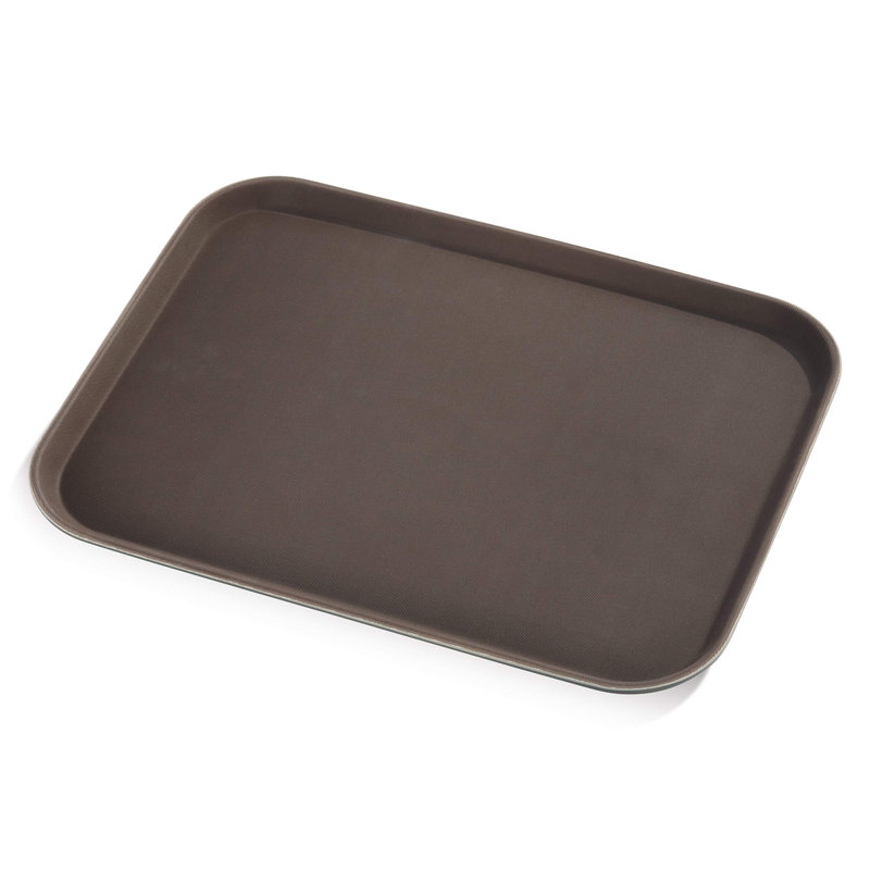 Rectangular Restaurant Grade Non-Slip Tray With Rubber Lined Plastic