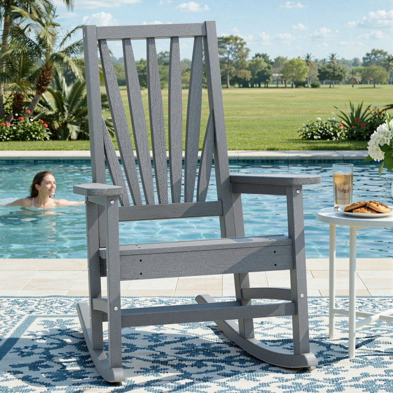 Chaise berçante d'extérieur en plastique PEHD Alizay, Noir
