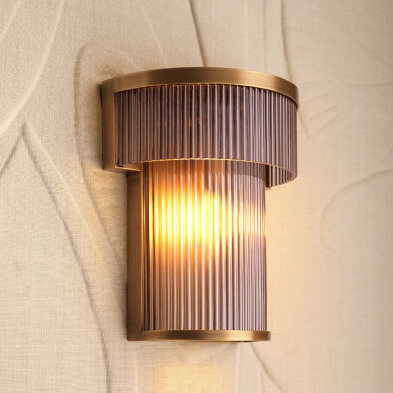 CDJ Wall Lamp Andromeda smoke glass, Antique Brass