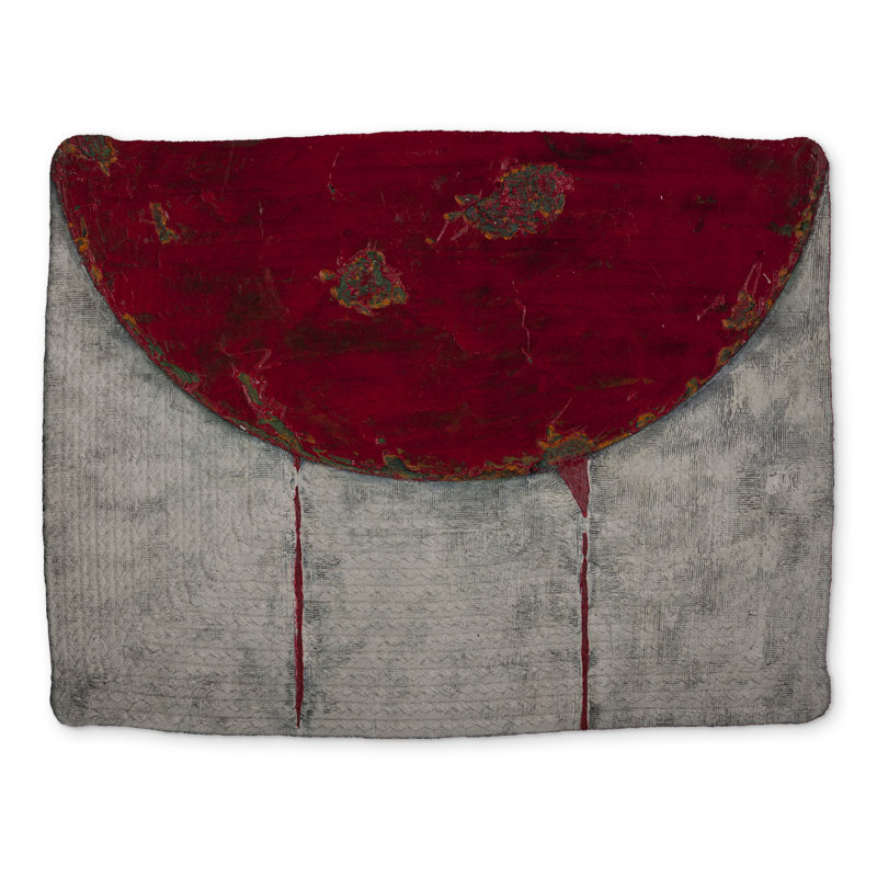 Napperon rouge en polyester tressé demi-cercle - Modern Home Decor